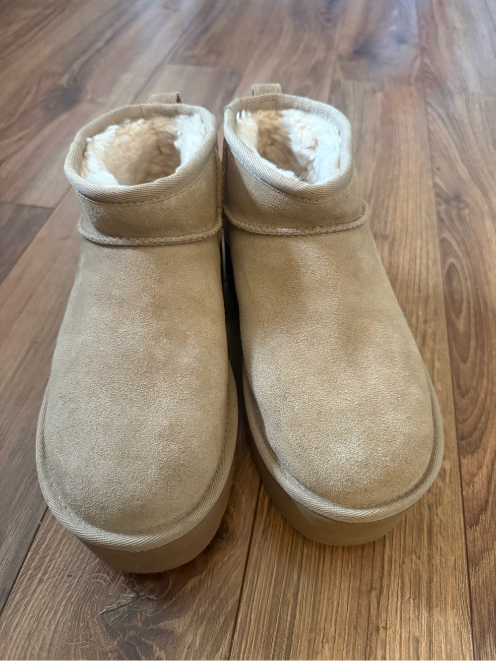 Womens Ultra mini platform uggs in sand